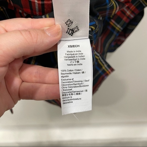 J. Crew Velvet-Trimmed V-Neck Tunic In Black Stewart Tartan Size XS Holiday - Picture 11 of 13